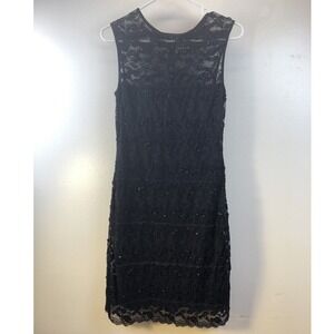 Onyx‎ Nite Women's Beaded Sleeveless Dress 12 Black E15
